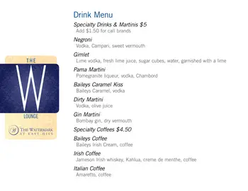 Dining menu of Watermark at East Hill, Assisted Living, Nursing Home, Independent Living, CCRC, Southbury, CT 7