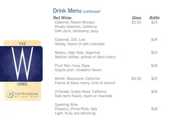 Dining menu of Watermark at East Hill, Assisted Living, Nursing Home, Independent Living, CCRC, Southbury, CT 9