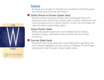 Dining menu of Watermark at East Hill, Assisted Living, Nursing Home, Independent Living, CCRC, Southbury, CT 13