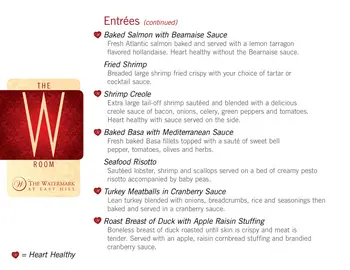 Dining menu of Watermark at East Hill, Assisted Living, Nursing Home, Independent Living, CCRC, Southbury, CT 17