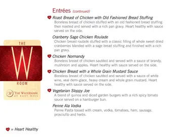 Dining menu of Watermark at East Hill, Assisted Living, Nursing Home, Independent Living, CCRC, Southbury, CT 18