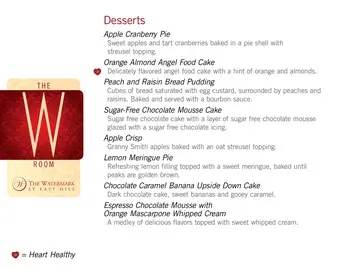Dining menu of Watermark at East Hill, Assisted Living, Nursing Home, Independent Living, CCRC, Southbury, CT 20