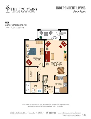 Floorplan of Fountains at Lake Pointe Woods, Assisted Living, Nursing Home, Independent Living, CCRC, Sarasota, FL 1