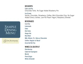 Dining menu of The Watermark Logan Square, Assisted Living, Nursing Home, Independent Living, CCRC, Philadelphia, PA 5