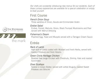 Dining menu of The Watermark Logan Square, Assisted Living, Nursing Home, Independent Living, CCRC, Philadelphia, PA 9