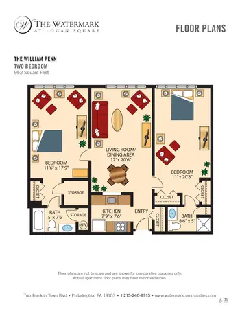 Floorplan of The Watermark Logan Square, Assisted Living, Nursing Home, Independent Living, CCRC, Philadelphia, PA 6
