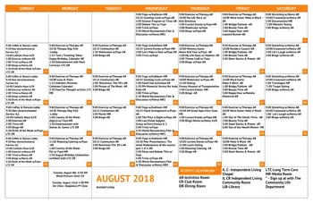 Activity Calendar of St. Andrews Village, Assisted Living, Nursing Home, Independent Living, CCRC, Aurora, CO 1