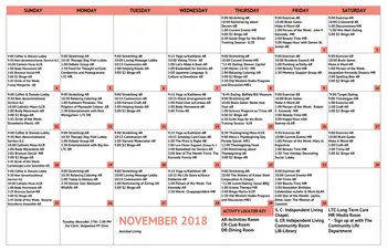 Activity Calendar of St. Andrews Village, Assisted Living, Nursing Home, Independent Living, CCRC, Aurora, CO 2