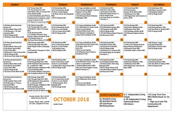 Activity Calendar of St. Andrews Village, Assisted Living, Nursing Home, Independent Living, CCRC, Aurora, CO 7