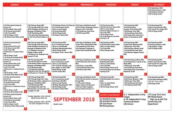 Activity Calendar of St. Andrews Village, Assisted Living, Nursing Home, Independent Living, CCRC, Aurora, CO 8