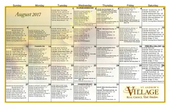 Activity Calendar of St. Andrews Village, Assisted Living, Nursing Home, Independent Living, CCRC, Aurora, CO 13