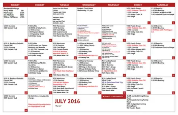 Activity Calendar of  Independence Village of Waukee, Assisted Living, Nursing Home, Independent Living, CCRC, Waukee, IA 17
