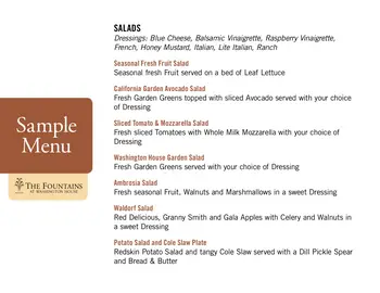 Dining menu of The Fountains at Washington House, Assisted Living, Nursing Home, Independent Living, CCRC, Alexandria, VA 8