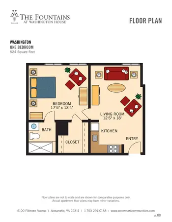 Floorplan of The Fountains at Washington House, Assisted Living, Nursing Home, Independent Living, CCRC, Alexandria, VA 3