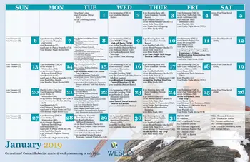 Activity Calendar of Wesley Homes Des Moines, Assisted Living, Nursing Home, Independent Living, CCRC, Des Moines, WA 1