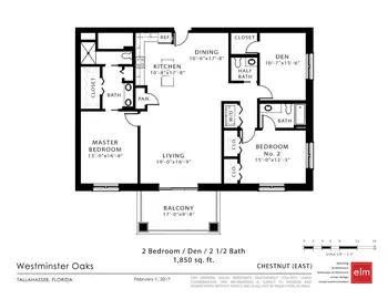 Floorplan of Westminster Oaks, Assisted Living, Nursing Home, Independent Living, CCRC, Tallahassee, FL 9