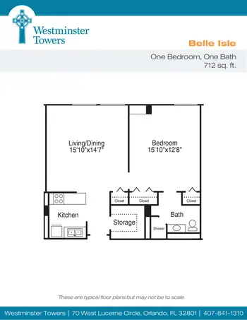 Floorplan of Westminster Towers, Assisted Living, Nursing Home, Independent Living, CCRC, Orlando, FL 1