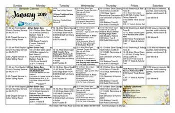Activity Calendar of Rice Estate, Assisted Living, Nursing Home, Independent Living, CCRC, Columbia, SC 5