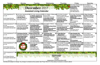 Activity Calendar of Rice Estate, Assisted Living, Nursing Home, Independent Living, CCRC, Columbia, SC 6
