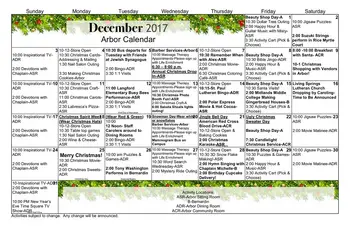 Activity Calendar of Rice Estate, Assisted Living, Nursing Home, Independent Living, CCRC, Columbia, SC 7