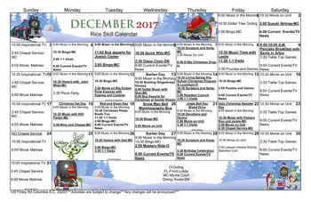Activity Calendar of Rice Estate, Assisted Living, Nursing Home, Independent Living, CCRC, Columbia, SC 10
