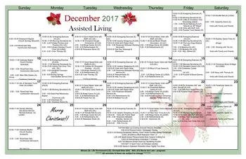 Activity Calendar of RoseCrest, Assisted Living, Nursing Home, Independent Living, CCRC, Inman, SC 1
