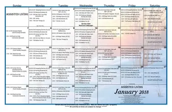 Activity Calendar of RoseCrest, Assisted Living, Nursing Home, Independent Living, CCRC, Inman, SC 9