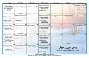 Activity Calendar of RoseCrest, Assisted Living, Nursing Home, Independent Living, CCRC, Inman, SC 10