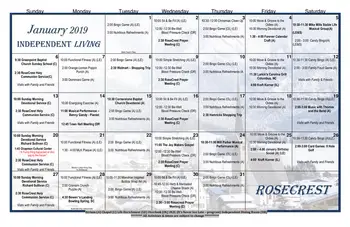 Activity Calendar of RoseCrest, Assisted Living, Nursing Home, Independent Living, CCRC, Inman, SC 15