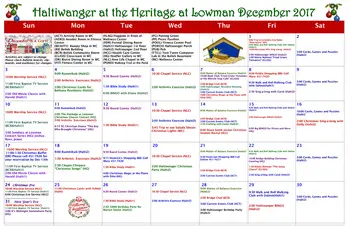 Activity Calendar of Heritage at Lowman, Assisted Living, Nursing Home, Independent Living, CCRC, Chapin, SC 2