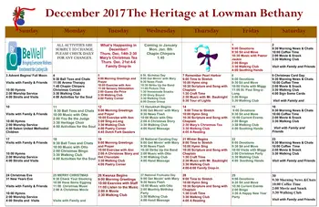 Activity Calendar of Heritage at Lowman, Assisted Living, Nursing Home, Independent Living, CCRC, Chapin, SC 4