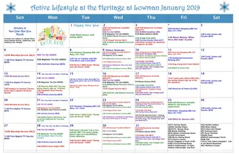 Activity Calendar of Heritage at Lowman, Assisted Living, Nursing Home, Independent Living, CCRC, Chapin, SC 8