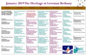Activity Calendar of Heritage at Lowman, Assisted Living, Nursing Home, Independent Living, CCRC, Chapin, SC 9