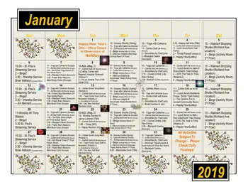 Activity Calendar of Trinity on Laurens, Assisted Living, Nursing Home, Independent Living, CCRC, Aiken, SC 2