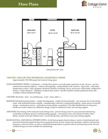 Floorplan of Cottage Grove, Assisted Living, Nursing Home, Independent Living, CCRC, Cedar Rapids, IA 1