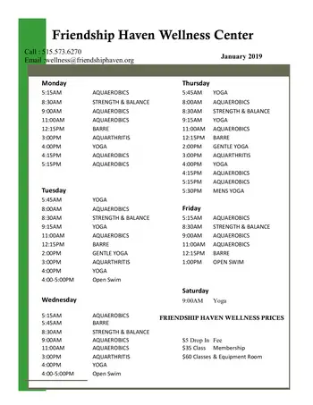 Activity Calendar of Friendship Haven, Assisted Living, Nursing Home, Independent Living, CCRC, Fort Dodge, IA 1