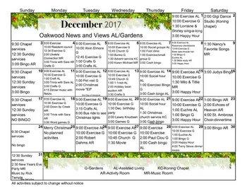 Activity Calendar of Ridgecrest Village, Assisted Living, Nursing Home, Independent Living, CCRC, Davenport, IA 6