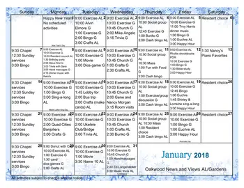 Activity Calendar of Ridgecrest Village, Assisted Living, Nursing Home, Independent Living, CCRC, Davenport, IA 7