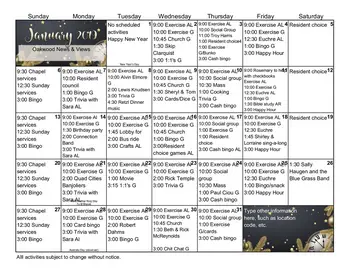Activity Calendar of Ridgecrest Village, Assisted Living, Nursing Home, Independent Living, CCRC, Davenport, IA 8