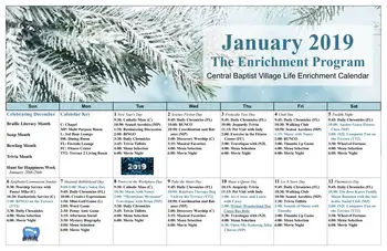 Activity Calendar of Central Baptist Village, Assisted Living, Nursing Home, Independent Living, CCRC, Norridge, IL 6