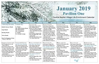 Activity Calendar of Central Baptist Village, Assisted Living, Nursing Home, Independent Living, CCRC, Norridge, IL 10