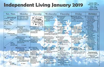 Activity Calendar of Fairhaven Christian Retirement Center, Assisted Living, Nursing Home, Independent Living, CCRC, Rockford, IL 9