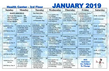 Activity Calendar of Fairhaven Christian Retirement Center, Assisted Living, Nursing Home, Independent Living, CCRC, Rockford, IL 12