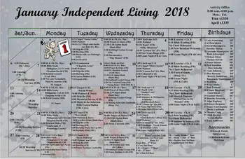 Activity Calendar of Fairhaven Christian Retirement Center, Assisted Living, Nursing Home, Independent Living, CCRC, Rockford, IL 5
