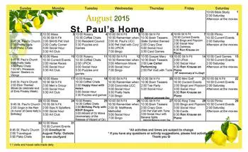 Activity Calendar of St. Paul's Senior Community, Assisted Living, Nursing Home, Independent Living, CCRC, Belleville, IL 8