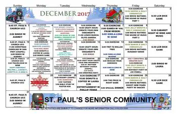 Activity Calendar of St. Paul's Senior Community, Assisted Living, Nursing Home, Independent Living, CCRC, Belleville, IL 1