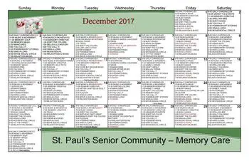 Activity Calendar of St. Paul's Senior Community, Assisted Living, Nursing Home, Independent Living, CCRC, Belleville, IL 6
