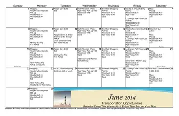 Activity Calendar of Cantata, Assisted Living, Nursing Home, Independent Living, CCRC, Brookfield, IL 4