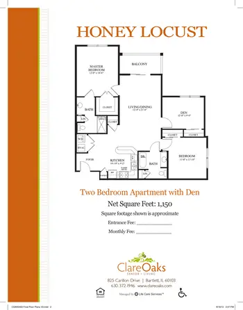 Floorplan of Clare Oaks, Assisted Living, Nursing Home, Independent Living, CCRC, Bartlett, IL 6
