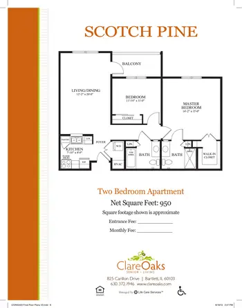 Floorplan of Clare Oaks, Assisted Living, Nursing Home, Independent Living, CCRC, Bartlett, IL 8